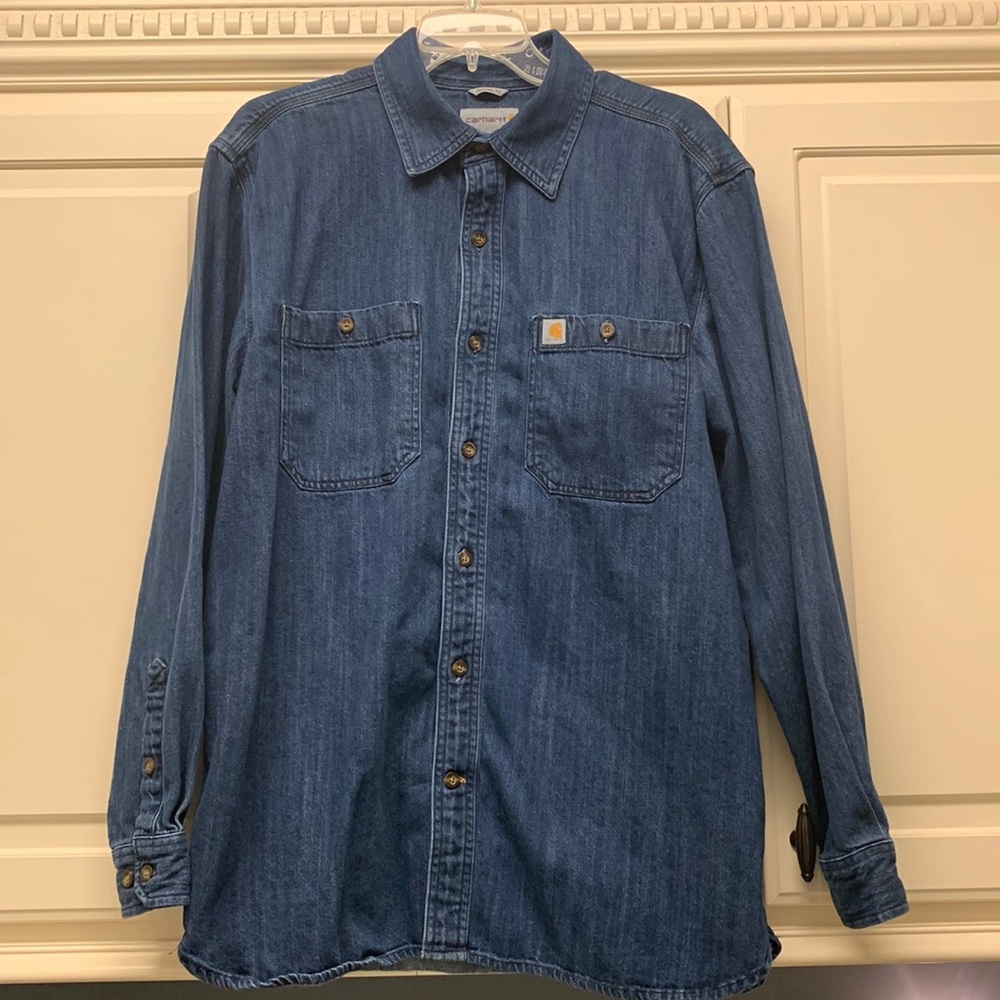 Men’s L denim Carhartt heavy weight NWOT shirt